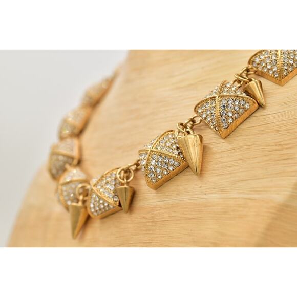 CC Skye Crystal Collar Necklace Spike Rhinestone Toggle Statement Signed Bin6B - Picture 11 of 12